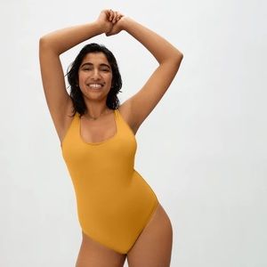 Everlane mustard yellow swim suit
